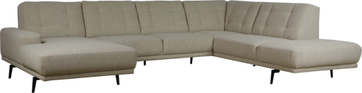 Gecapitonneerde hoekbank hoge rug ‘Nienke’ met modulaire lounge elementen.