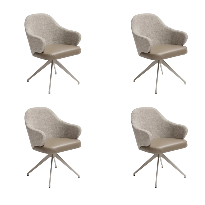 Beige en leer eetkamerstoel set van 4