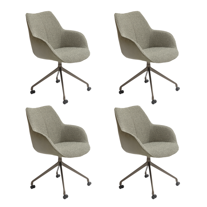 Groene Kiq eetkamerstoel set van 4 - Draaibaar & met wieltjes