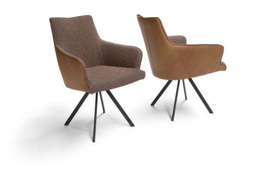 Panache-eetkamerstoel met armleuning leder cognac draaibare eetkamerstoel bree's new world