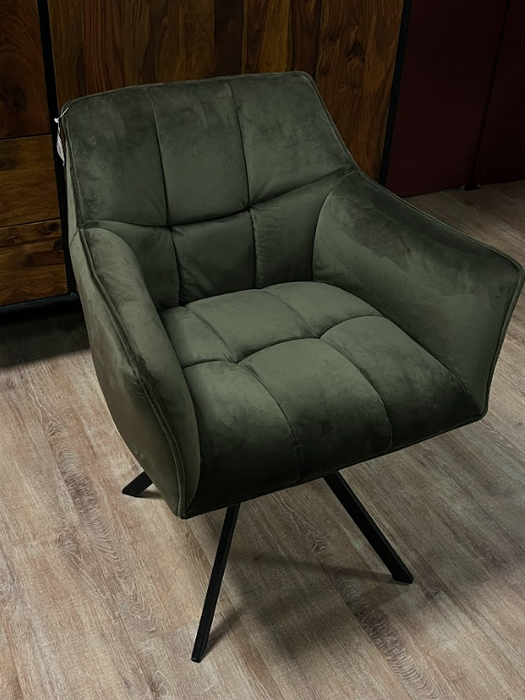 Armstoel - Groen Velours - Draaipoot | Showmodelaanbieding