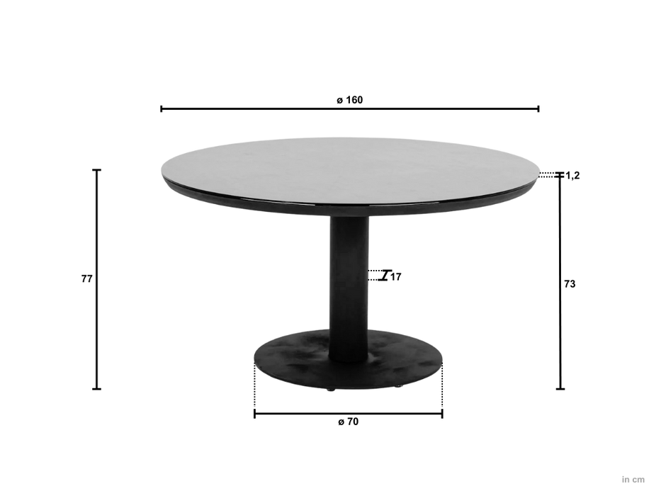 Ronde_tuintafel_160_cm melville afmetingen