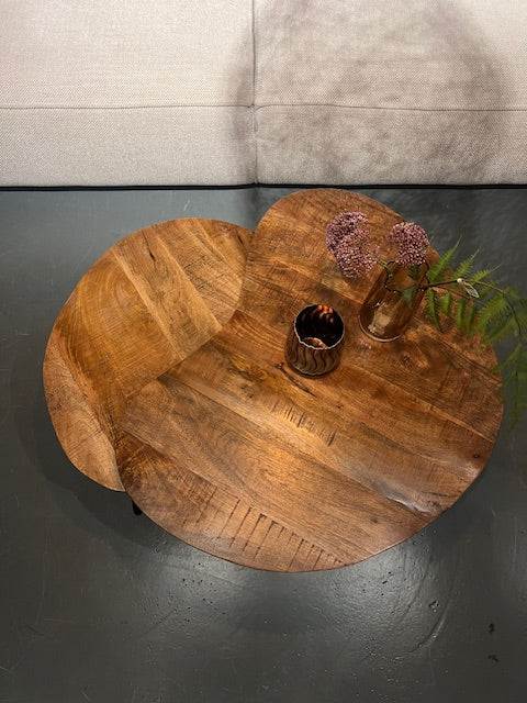 Salonset Hartvormig, mango hout, H45 L80 B56 cm