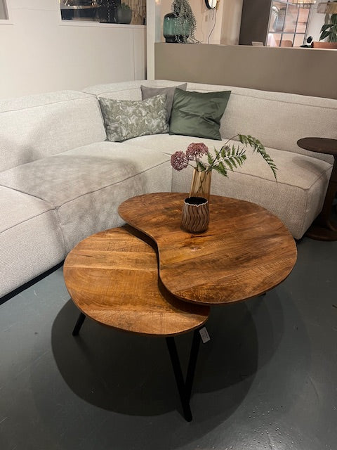 Salonset-mangohout-2delig-voorraad-hartvormig-abe-ww-wildeboer-nier-druppel-organisch-utrecht-goedkoop-salontafel-bijzettafel-45x80x56cm-Bilthoven