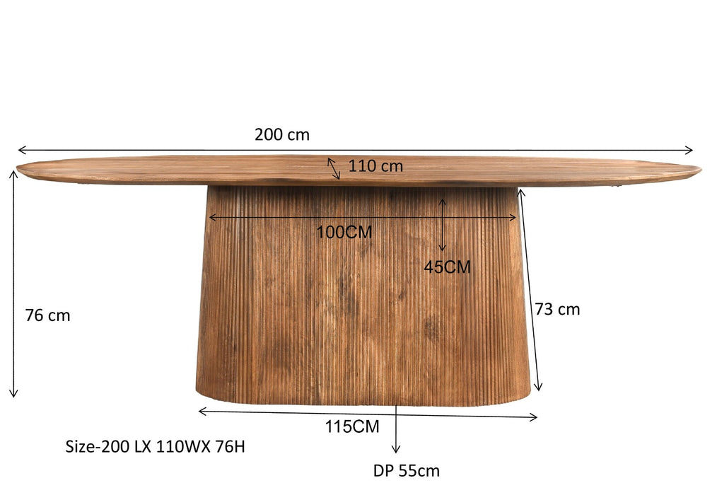 Salvator ovaal eettafel 200 cm bij 110 cm