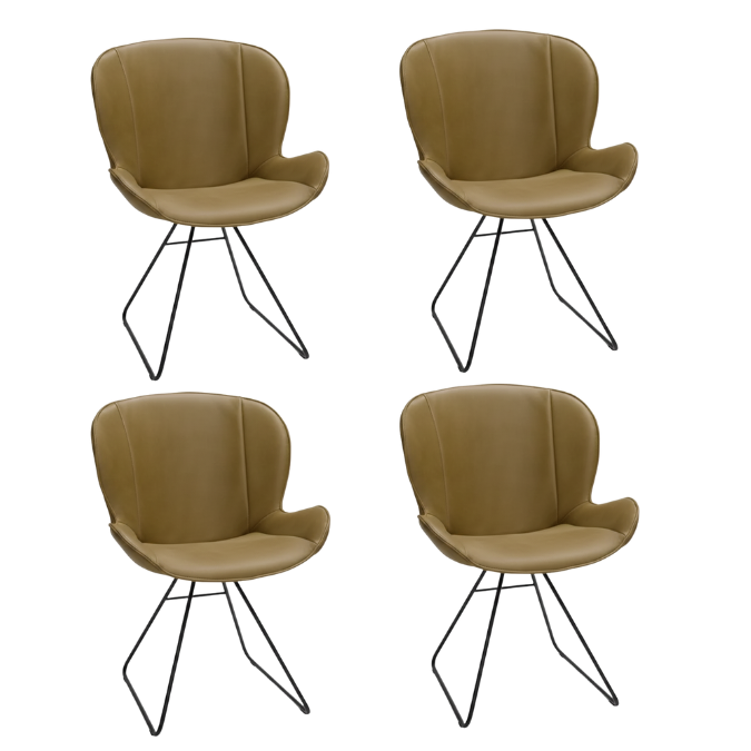 Set van 4 eekamerstoelen in lucca leer avocado butterfly bree's new world