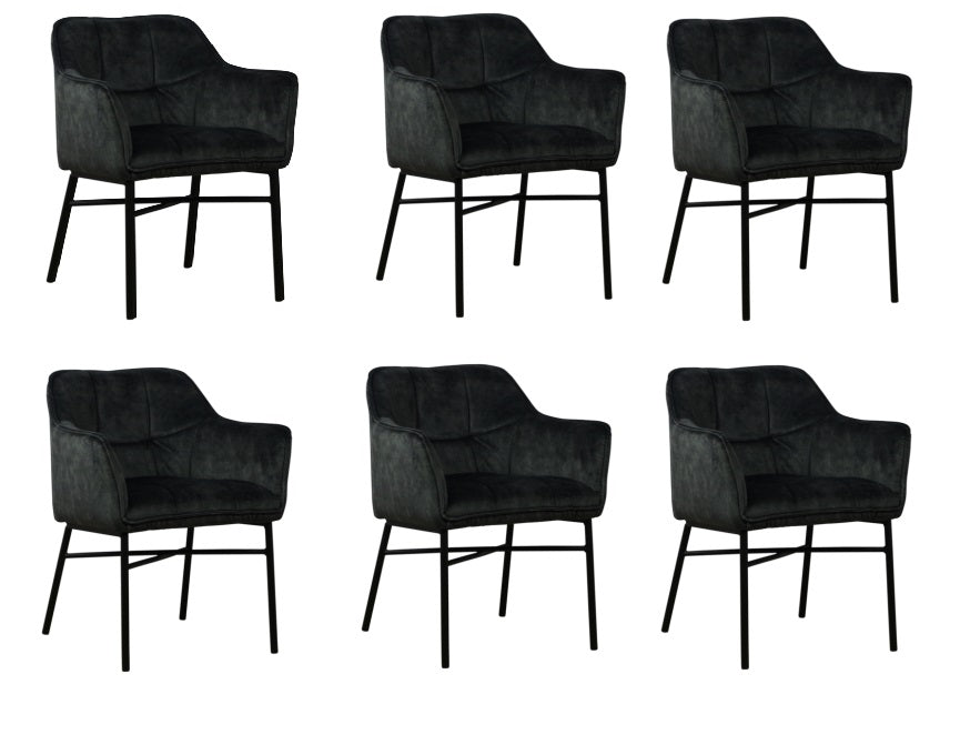 Set van 6 kuipstoelen antraciet velours | Showmodellen aanbieding!