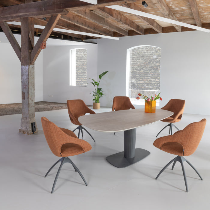 Tafel Trapea HPL Travertin stoel Quby