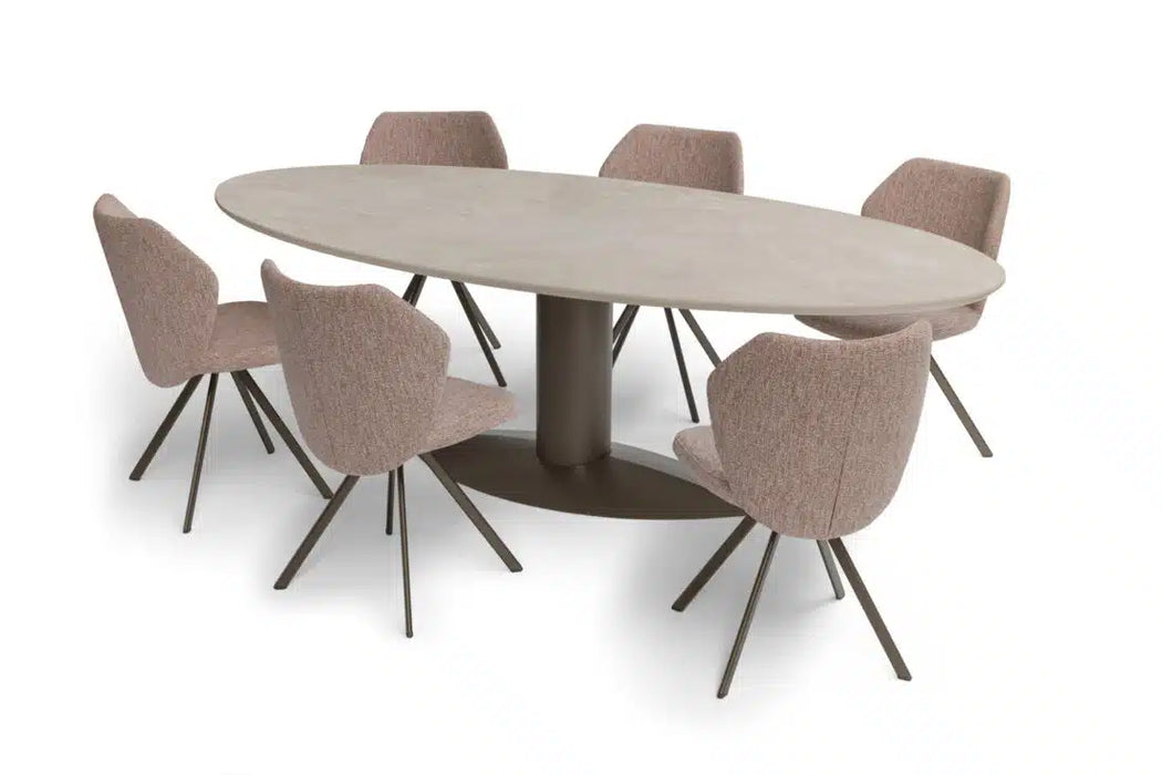 Toby eetkamerstoel stof roze Oscar eettafel ovaal diamond cream