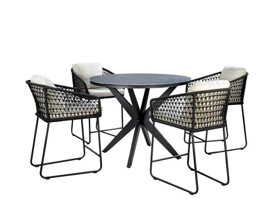 wool white ronde high dining set yoi
