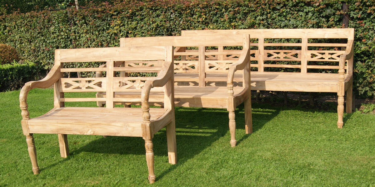 Teakhouten stationsbank voor buiten | 120-150-200 cm