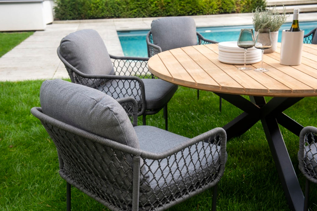 aluminium Rocha dining chair rope donker grijs Yoi Furniture