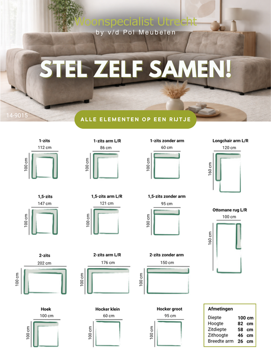 Productsheet stel zelf samen met alle opstellings mogenlijkhede