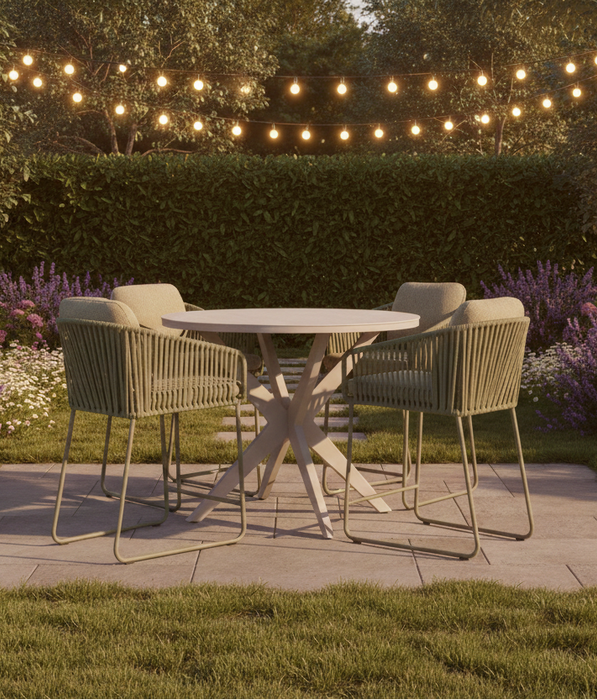 barset calera high dining stoel olive met calma salix tafel yoi