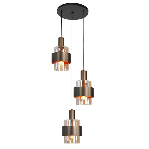 bronze hanglamp voor ronde tafel marrone