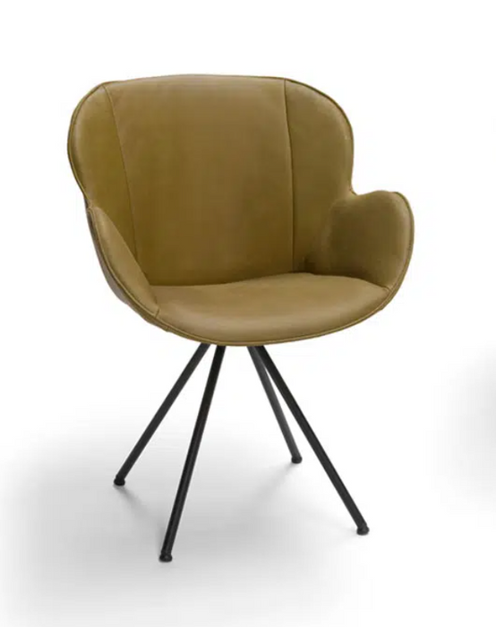 leren eetkamer stoel butterfly en armleuning zwarte draaipoot bree's new world