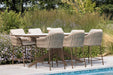calma bartafel & hydra barstoel voor buiten bronze van Yoi Furniture