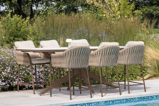 calma bartafel & hydra barstoel voor buiten bronze van Yoi Furniture