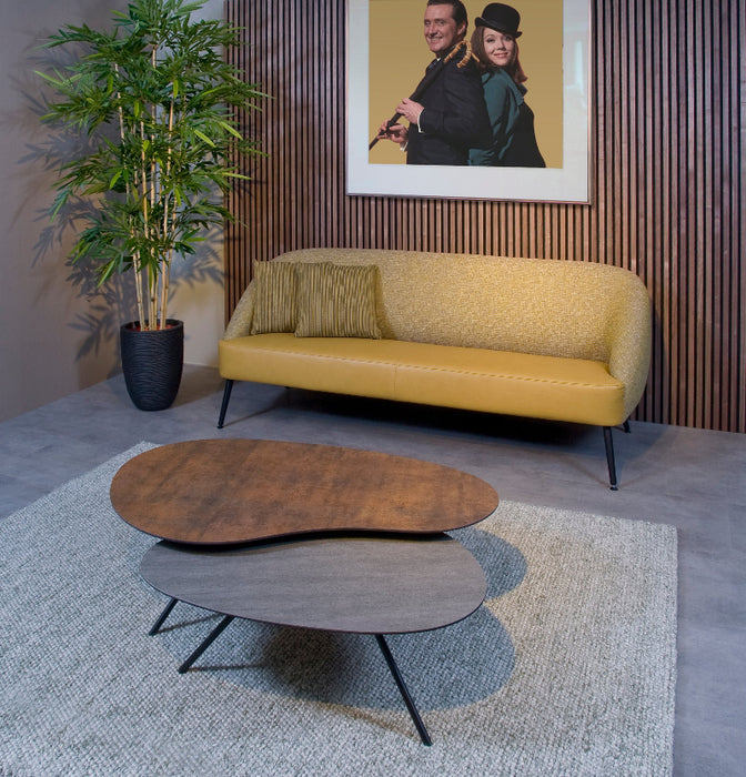 ceramistone Iron Corten en Basalt Black salontafel set cloudy