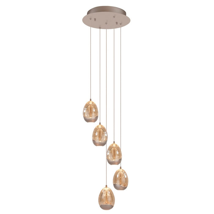 champagne kleurige druppel lamp egg 5 lichts