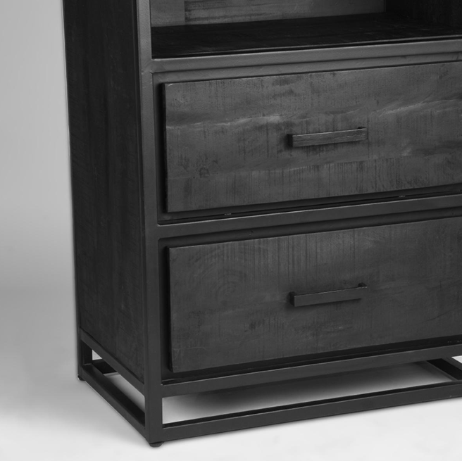 Boekenkast Chili - Mango zwart  - LABEL51 - 70x45x185 cm - Showmodelaanbieding