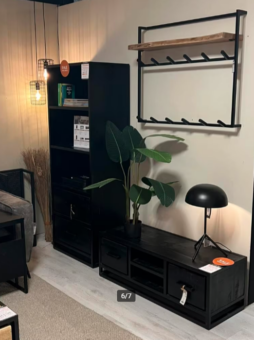 Boekenkast Chili - Mango zwart  - LABEL51 - 70x45x185 cm - Showmodelaanbieding