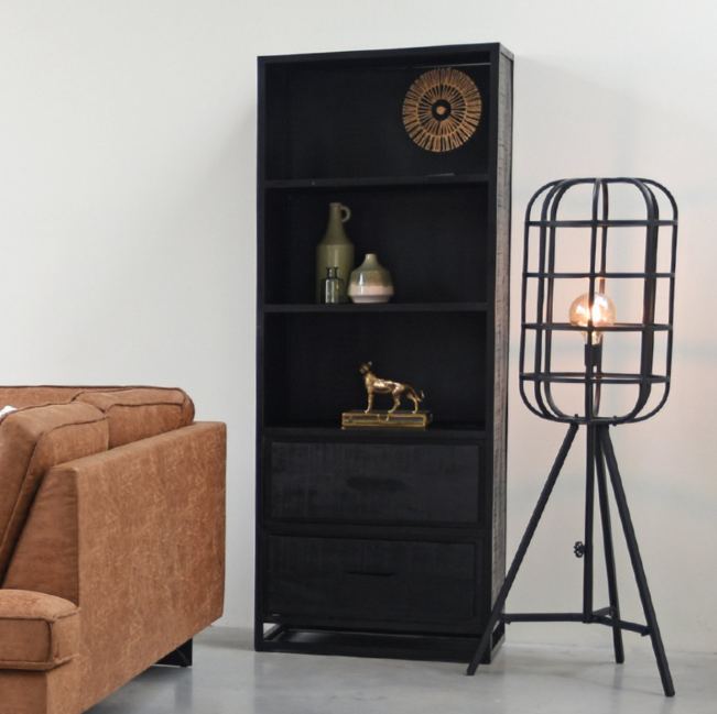 Boekenkast Chili - Mango zwart  - LABEL51 - 70x45x185 cm - Showmodelaanbieding