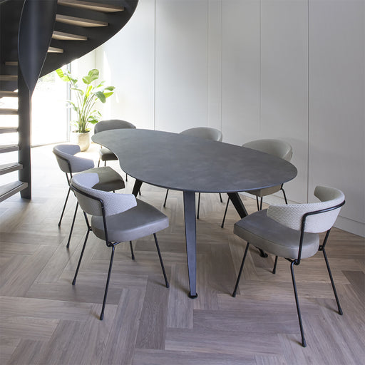 Cloudy HPL eettafel organische vorm brees new world HPL agaatgrijs