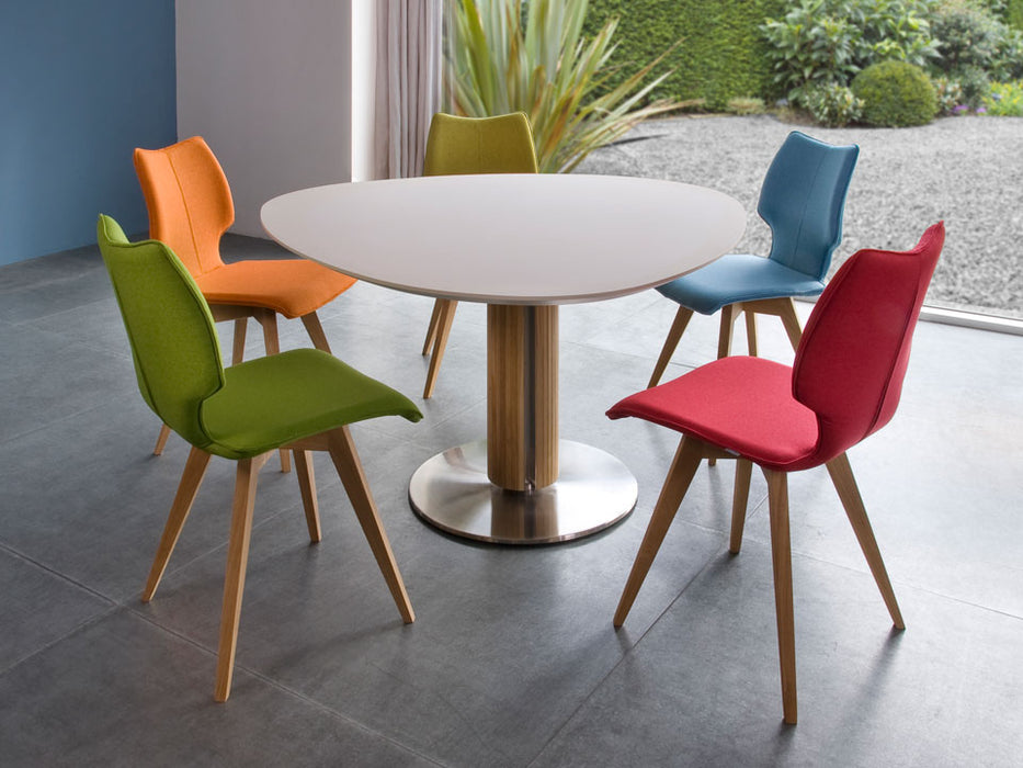 eettafel fenix wit rvs poot cilinderframe eiken bree's new world