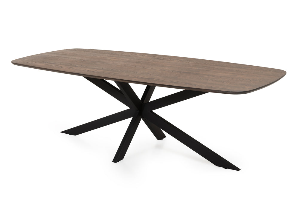 donker massief hout tafel met spinpoot zwart mira