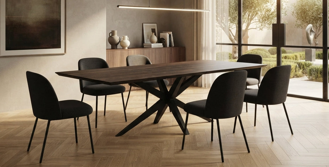 donkere houtlook eettafel uitschuifbaar victor