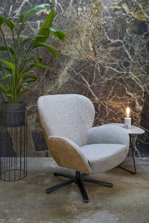 draaifauteuil legendary met duobekleding cognac leer stof wit brees new world