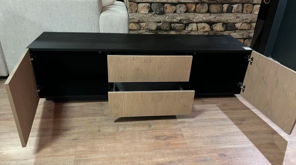 Drift tv-meubel massief Eiken - Zwart top-blad 170x40 cm - Showmodelaanbieding