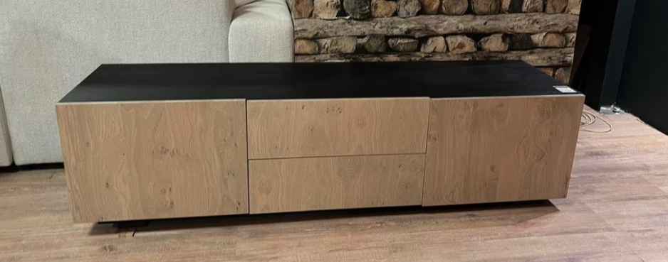 Drift tv-meubel massief Eiken - Zwart top-blad 170x40 cm - Showmodelaanbieding
