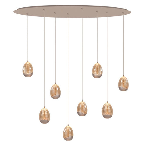druppel hanglamp egg 8 lichts champagne