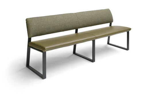 Groene duobekleding eetkamerbank met slede frame solution bree's new world