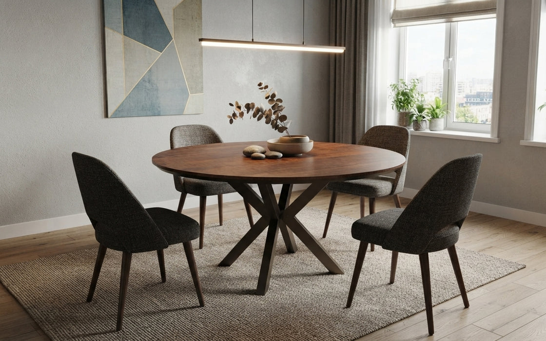 eiken look eettafel vince rond in showroom!