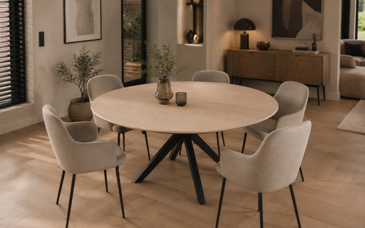 eiken ronde eettafel met spinpoot vince