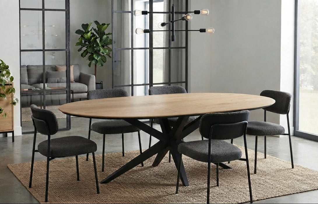 eiken uitschuifbare eettafel ovaal verona