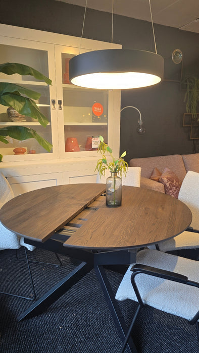 eiken uitschuifbare ronde eettafel levi