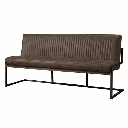 ferro eetkamerbank recht donker brown leerlook
