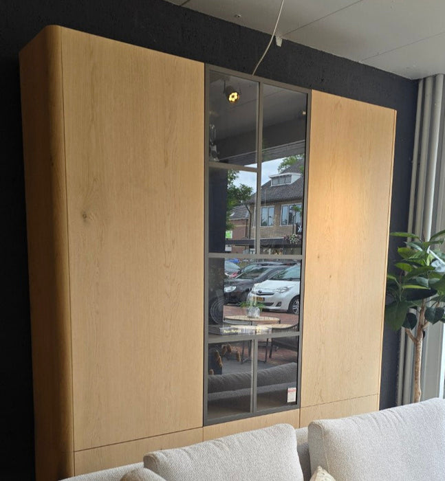 glaskast milano vermeer eiken 3 kasten combi