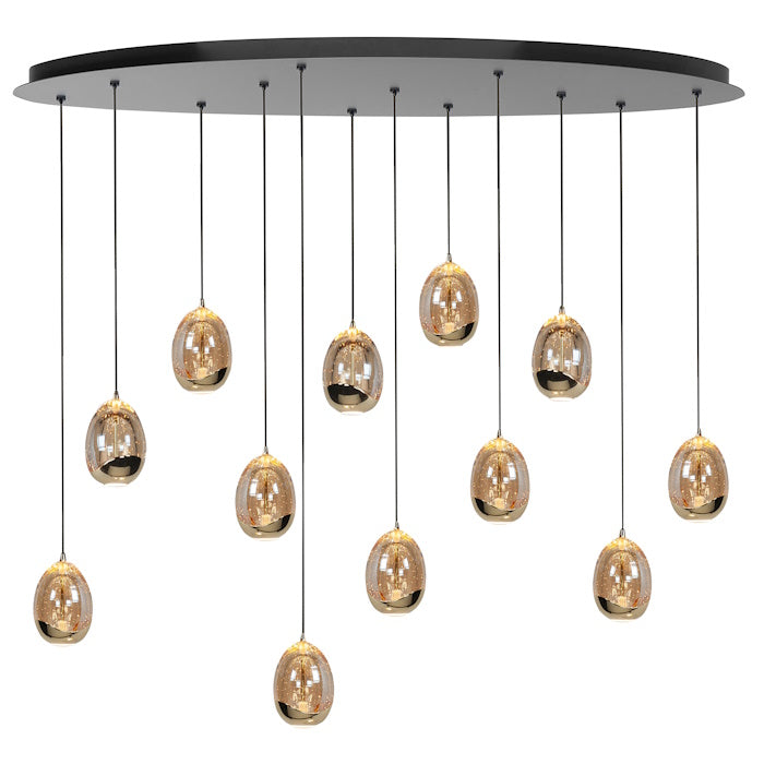 gouden druppel hanglamp egg 12 lichts
