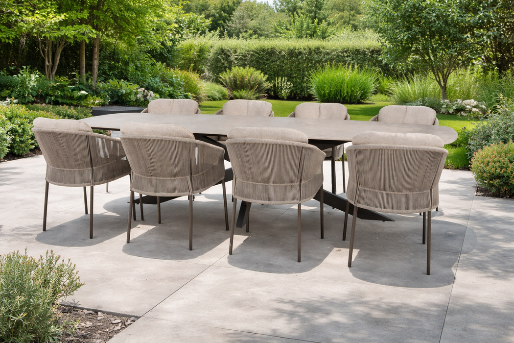 grote waterbestendige tuinset rope florence stoelen en prado keramische tafel  taste by 4 seasons outdoor