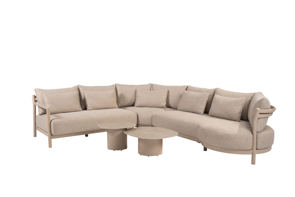 hoek loungeset mykonos sofie salontafelset latte 4 seasons outdoor