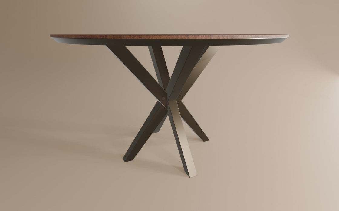 houtlook eettafel rond met anodic brown frame vince