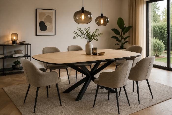 hpl houtlook uitschuifbare eettafel mira