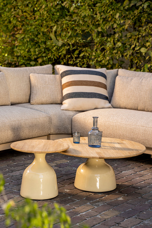 june grote ronde salontafel tuin teak keramiek creme 4 seasons