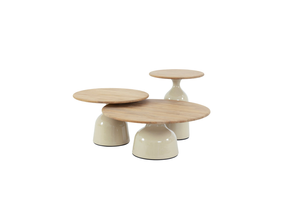 june salontafelset van 3 voor buiten keramiek en teak creme 4 seasons outdoor