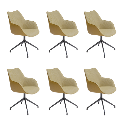 kiq met arm en draaipoot set van 6 duo bekleding stof en twilight leer groenkleurig